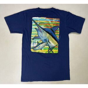 Guy Harvey Fish Graphic T-shirt Men Small Blue Short Sleeve